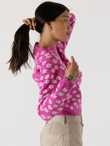 Jane Flower Sweater - Magenta-LYLA+LUXE-Over the Rainbow