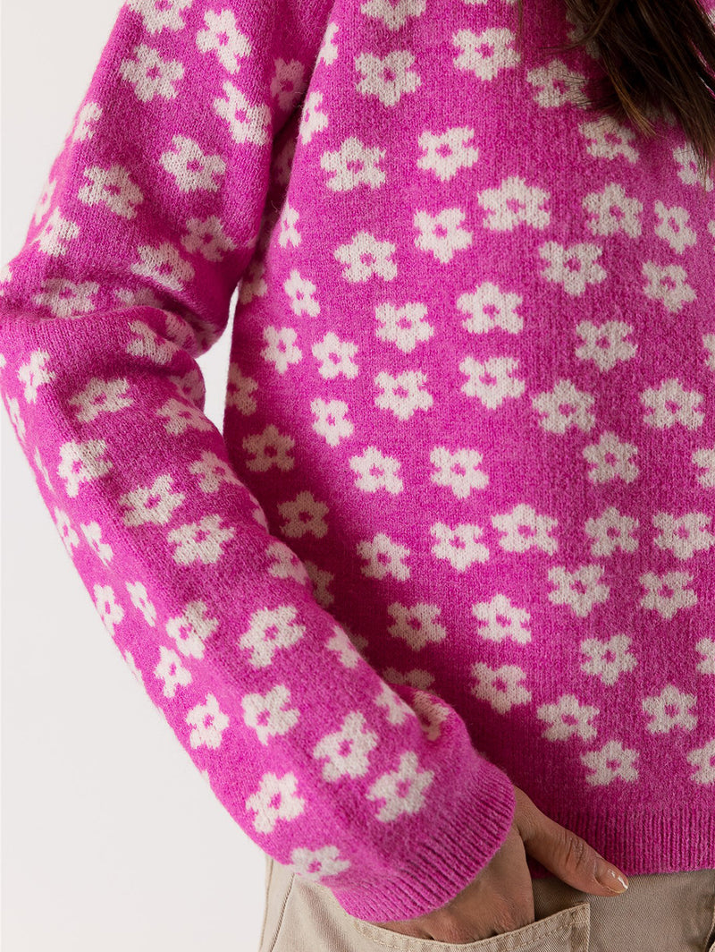Jane Flower Sweater - Magenta-LYLA+LUXE-Over the Rainbow