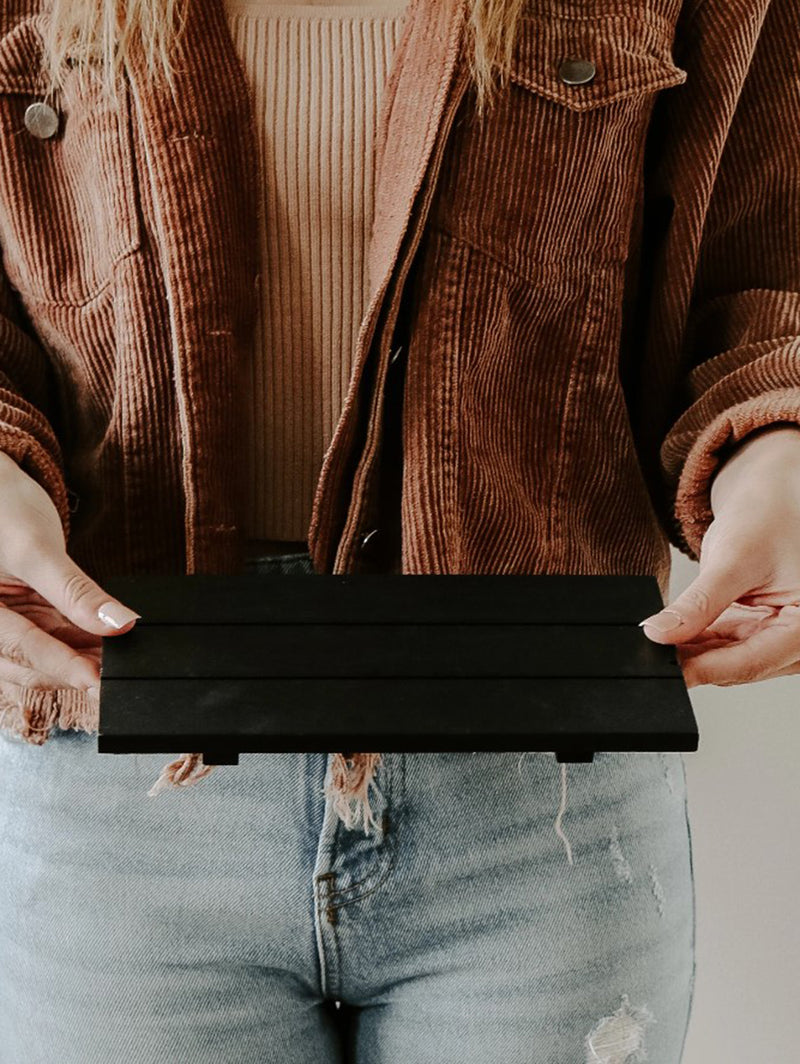 Rectangular Wood Tray - Black-SWEET WATER DECOR-Over the Rainbow