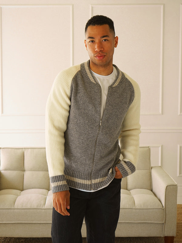 Jefferson Varsity Cardigan - Grey-Benson-Over the Rainbow
