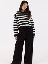 Jessie Stripe Sweater - Black White-LYLA+LUXE-Over the Rainbow