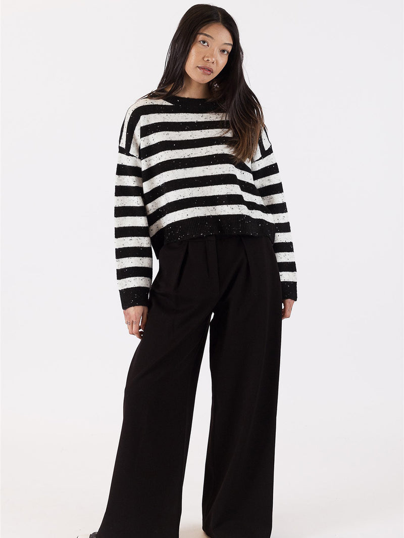 Jessie Stripe Sweater - Black White-LYLA+LUXE-Over the Rainbow