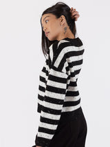 Jessie Stripe Sweater - Black White-LYLA+LUXE-Over the Rainbow