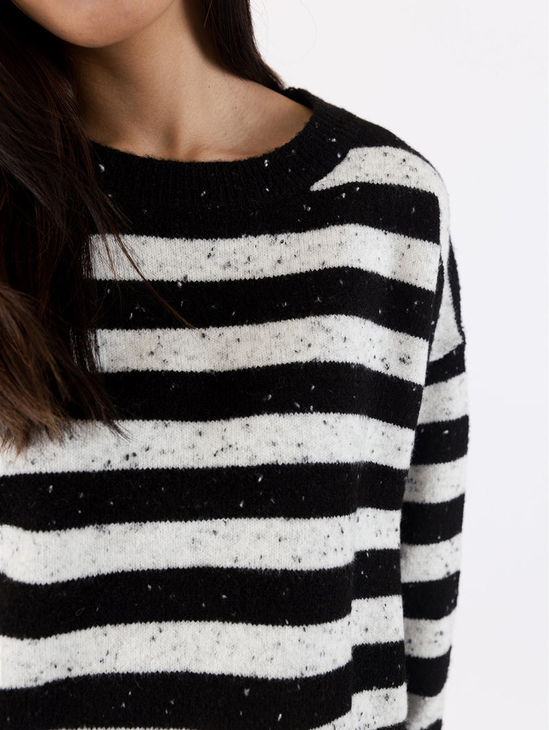 Jessie Stripe Sweater - Black White-LYLA+LUXE-Over the Rainbow