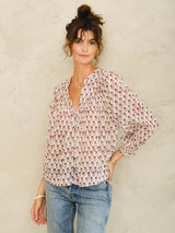 Kiki Print Long Sleeve Shirt - Blue