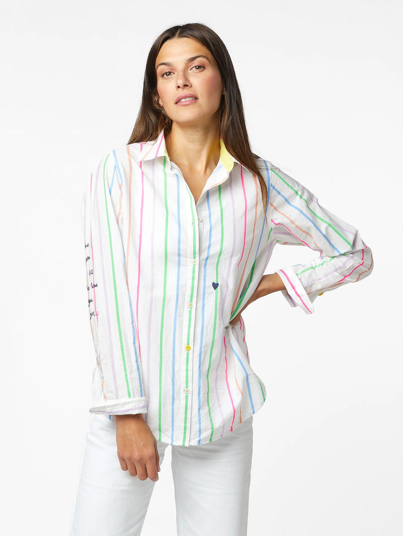 Mia Shirt - Multi Stripe-KERRI ROSENTHAL-Over the Rainbow