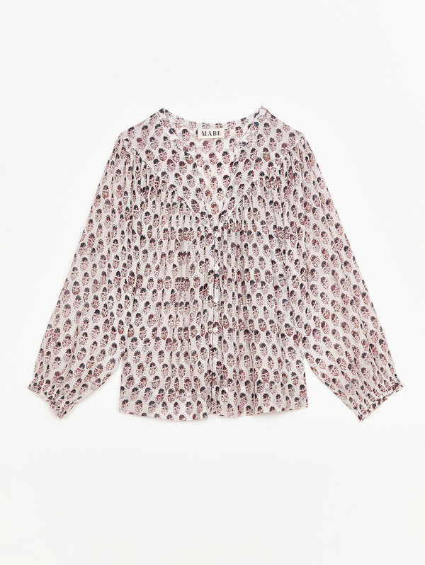Kiki Print Long Sleeve Shirt - Blue