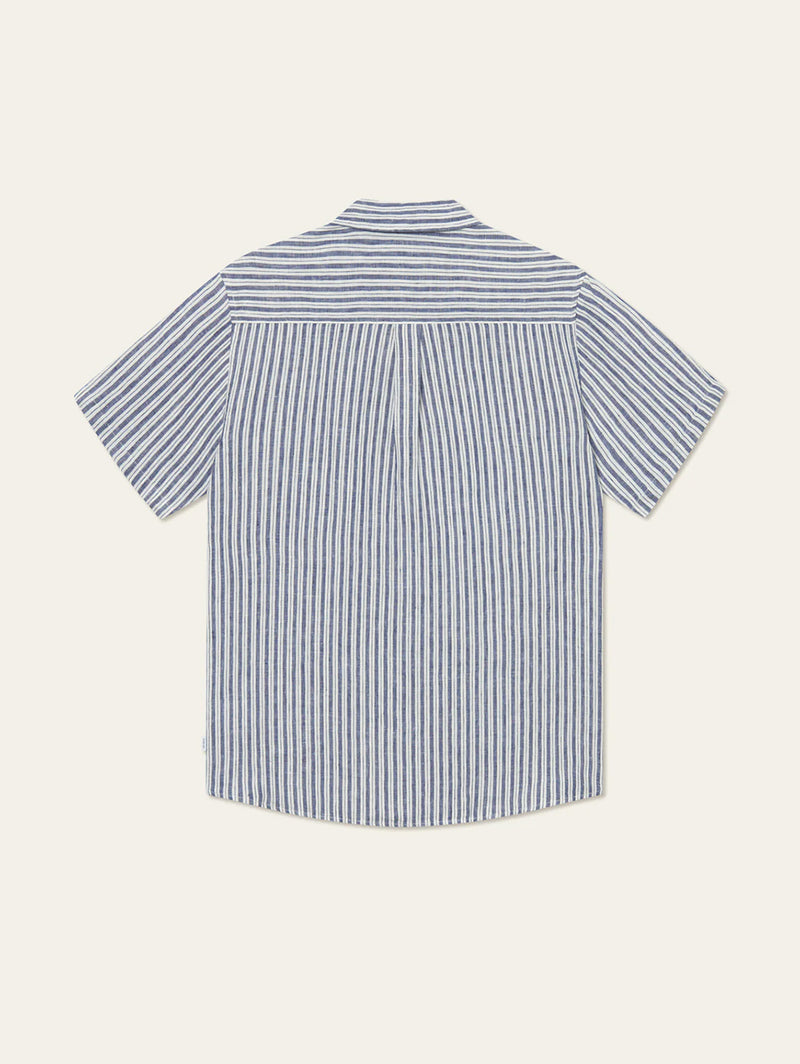 Kris Linen Short Sleeve Shirt - Lt Ivory/Blueprint