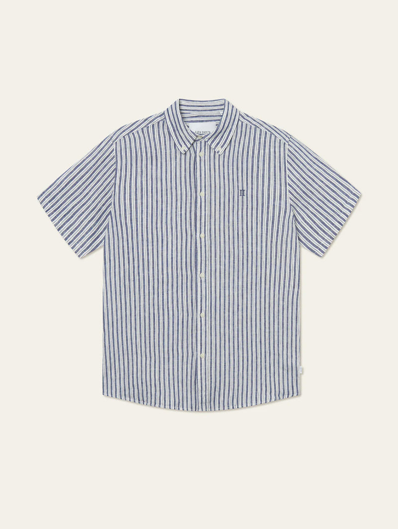Kris Linen Short Sleeve Shirt - Lt Ivory/Blueprint