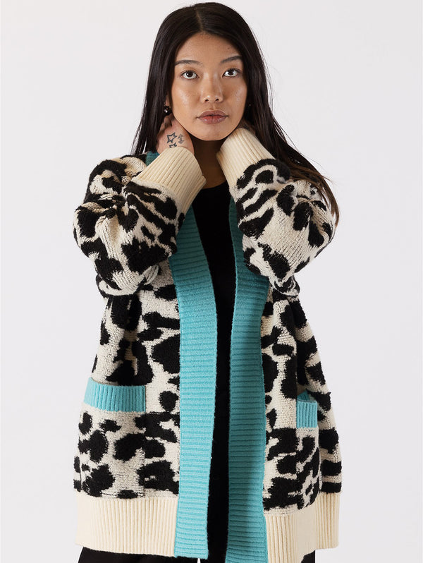 Leopard Cardigan - Teal-LYLA+LUXE-Over the Rainbow