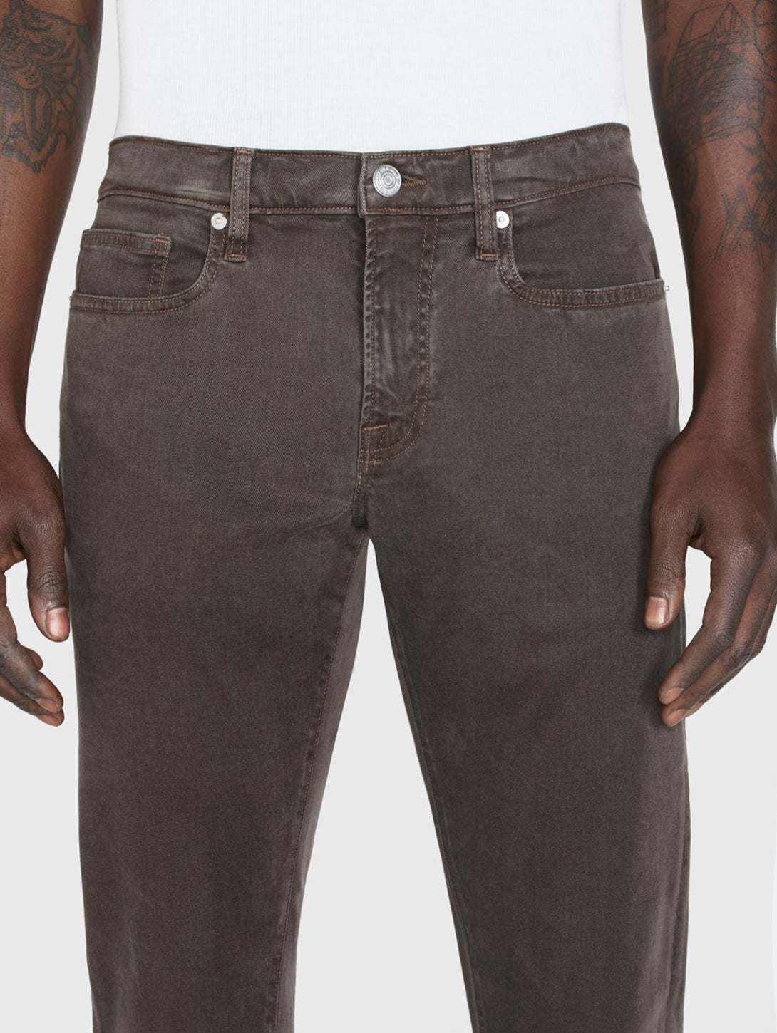L'Homme Slim Pant - Mocha-FRAME-Over the Rainbow