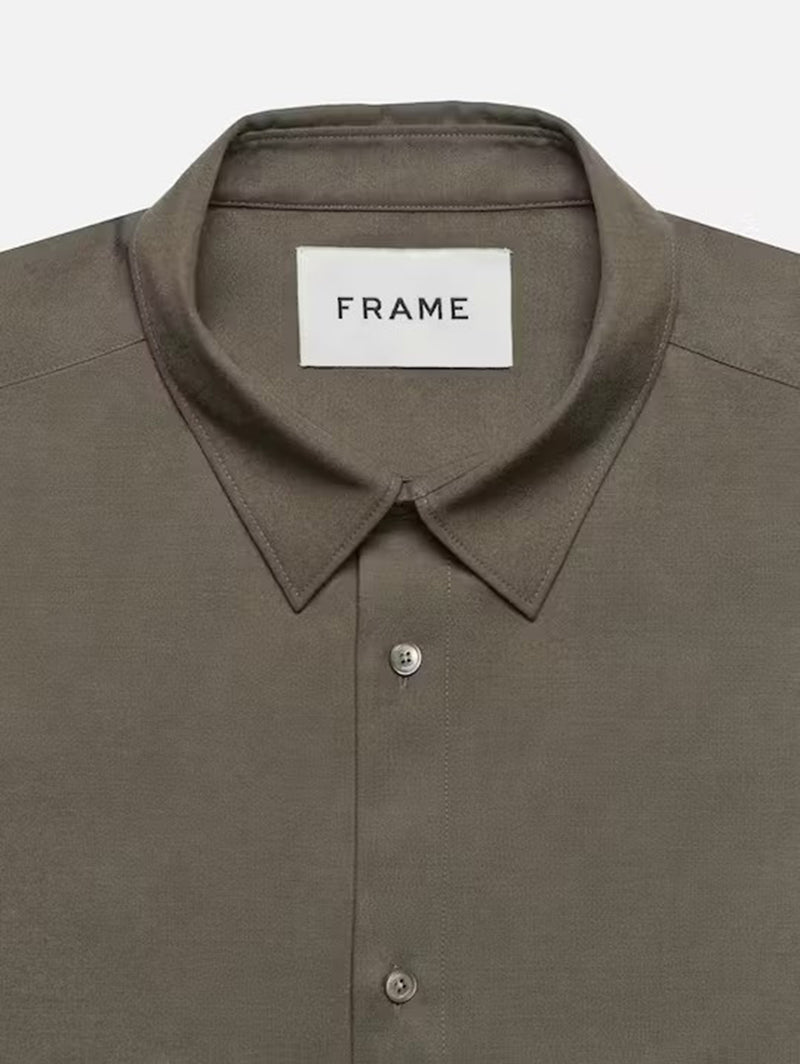 Brushed Flannel Shirt - Dark Olive-FRAME-Over the Rainbow
