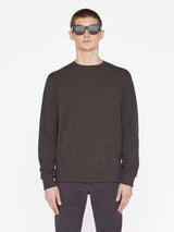 Duo Fold Long Sleeve Crew Top - Heather Espresso-FRAME-Over the Rainbow
