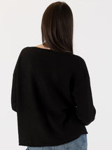 Luna V-neck Sweater - Black-LYLA+LUXE-Over the Rainbow