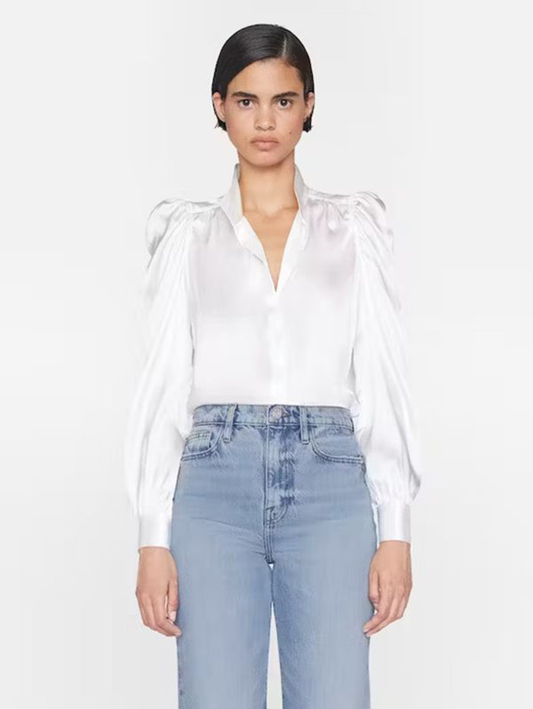 Long Sleeve Gillian Shirt - Off White-FRAME-Over the Rainbow