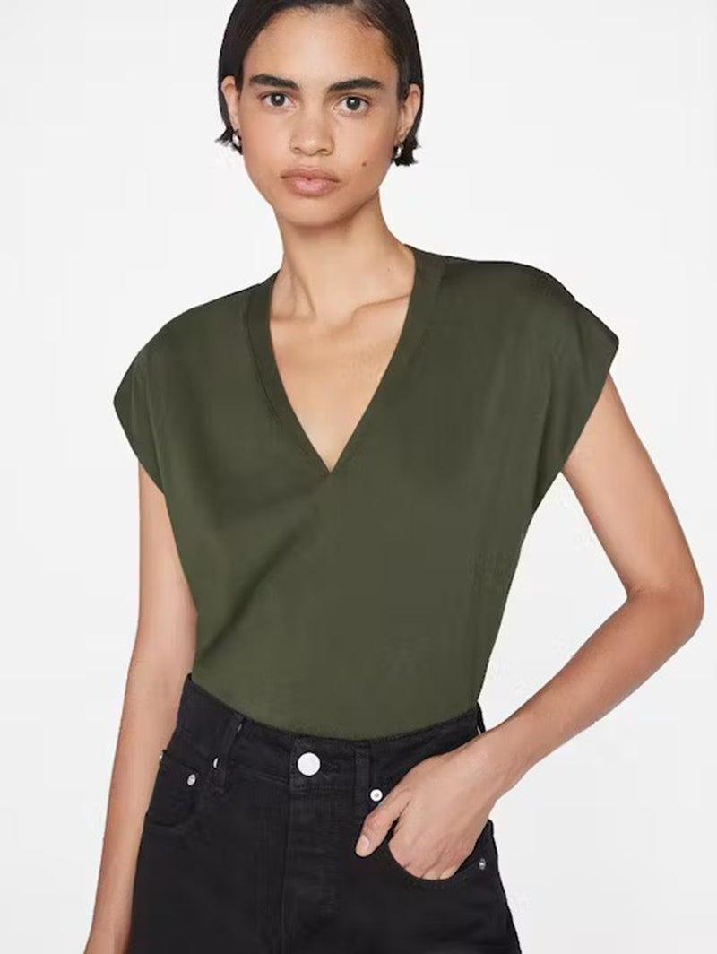 Le Mid Rise V-Neck Tee - Surplus-FRAME-Over the Rainbow