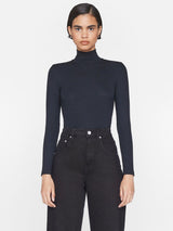 Rib Turtleneck Top - Noir-FRAME-Over the Rainbow