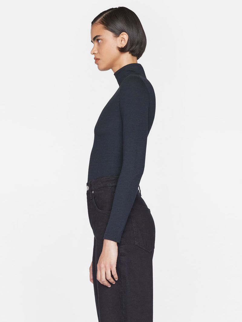 Rib Turtleneck Top - Noir-FRAME-Over the Rainbow