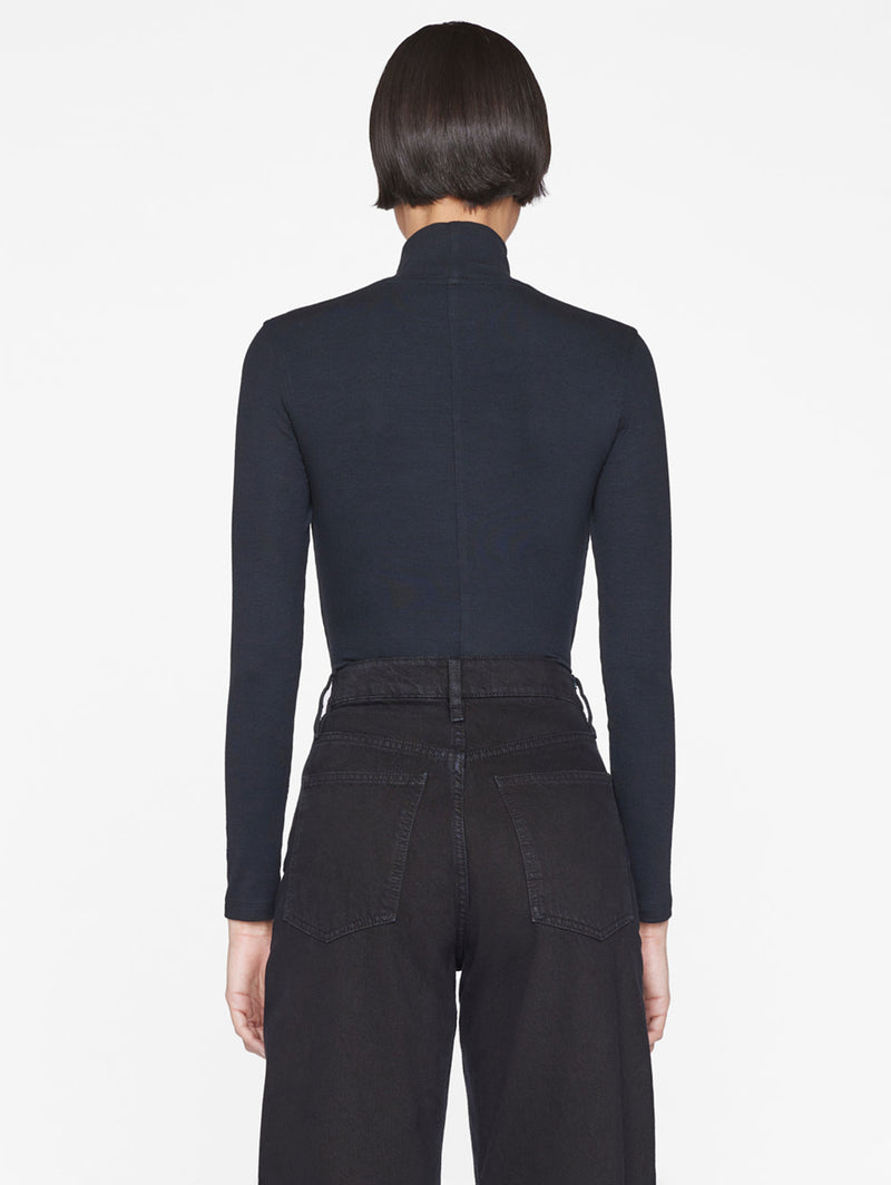 Rib Turtleneck Top - Noir-FRAME-Over the Rainbow