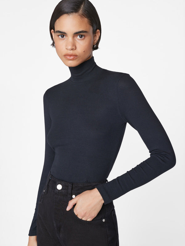 Rib Turtleneck Top - Noir-FRAME-Over the Rainbow