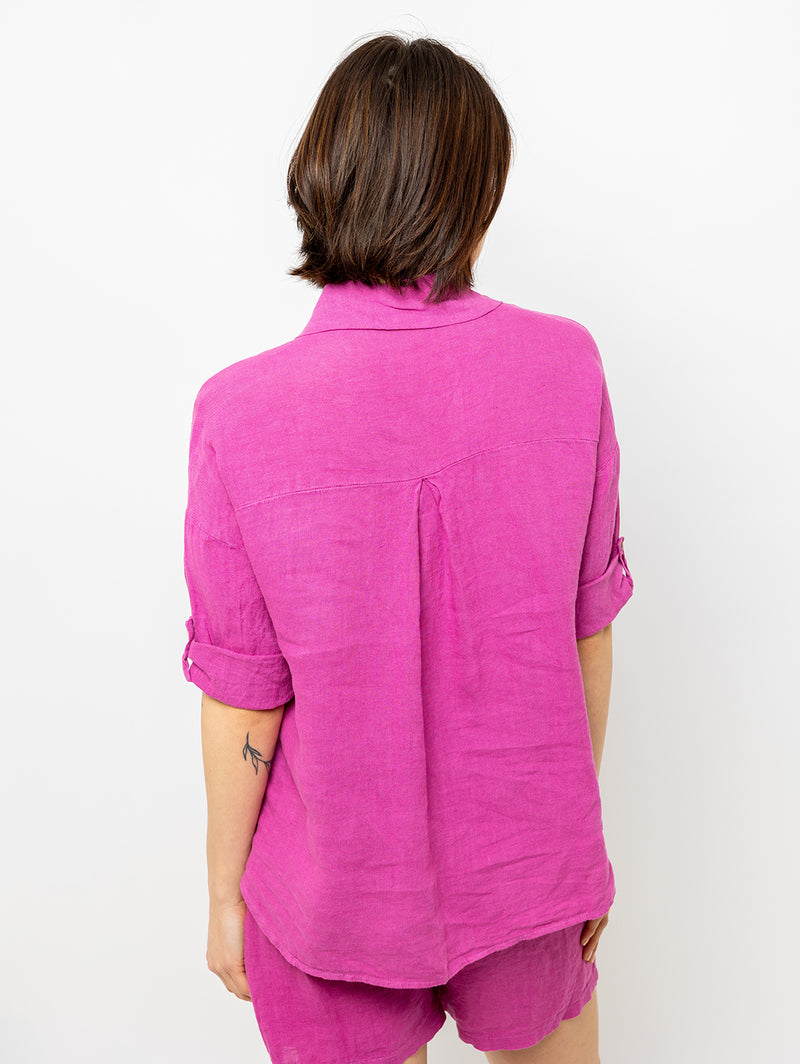 Double Pocket Linen Shirt - Orchid-PISTACHE-Over the Rainbow