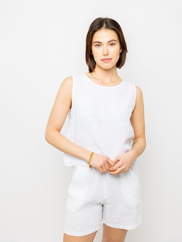 Cropped Linen Tank - White-PISTACHE-Over the Rainbow