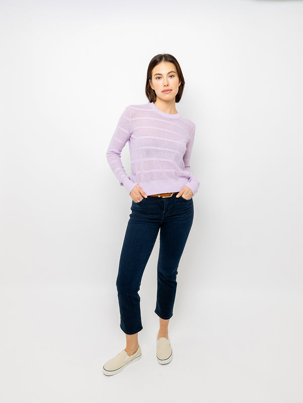 Mesh Crew Sweater - Violet-AUTUMN CASHMERE-Over the Rainbow