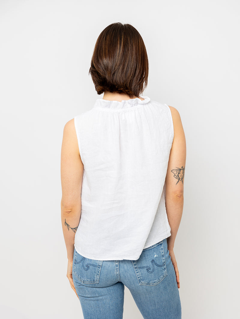 Maise Linen Sleeveless Top - White-Velvet-Over the Rainbow