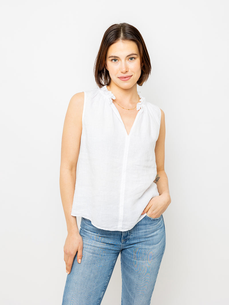 Maise Linen Sleeveless Top - White-Velvet-Over the Rainbow