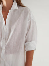 Linen Boyfriend Shirt - White-Patrick Assaraf-Over the Rainbow