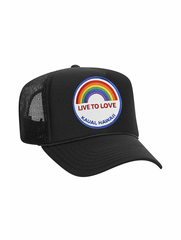 Live To Love Trucker Hat - Black-AVIATOR NATION-Over the Rainbow