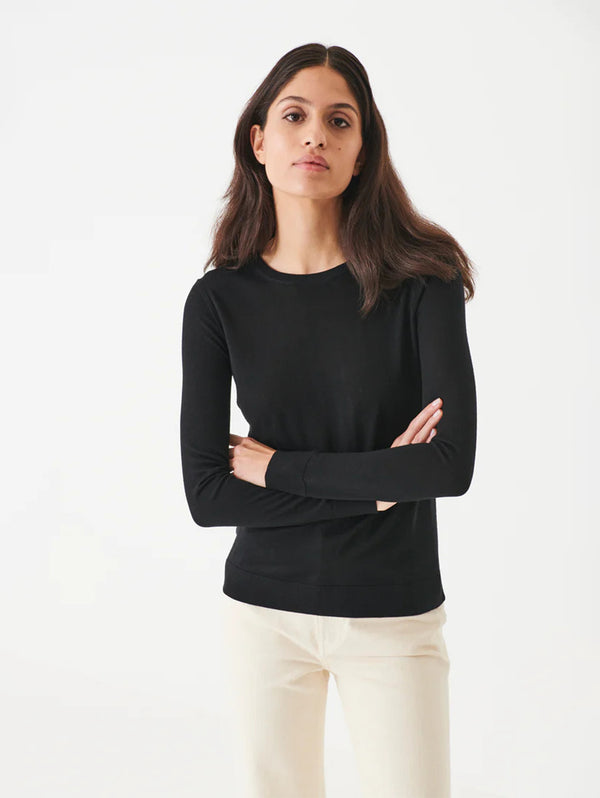 Long Sleeve Merino Crew Sweater - Black-Patrick Assaraf-Over the Rainbow