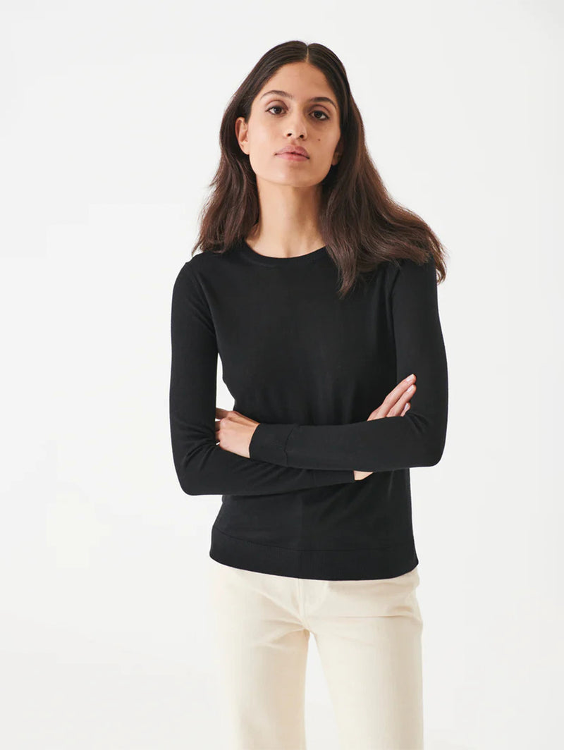 Long Sleeve Merino Crew Sweater - Black-Patrick Assaraf-Over the Rainbow