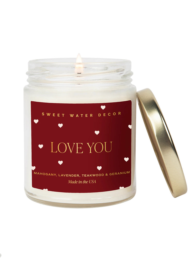 Love You Soy Candle - Clear Jar 9 oz-SWEET WATER DECOR-Over the Rainbow