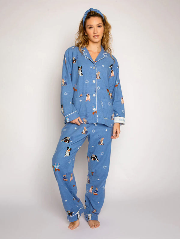 Luv You Latke Flannels PJ Set - Denim-PJ Salvage-Over the Rainbow