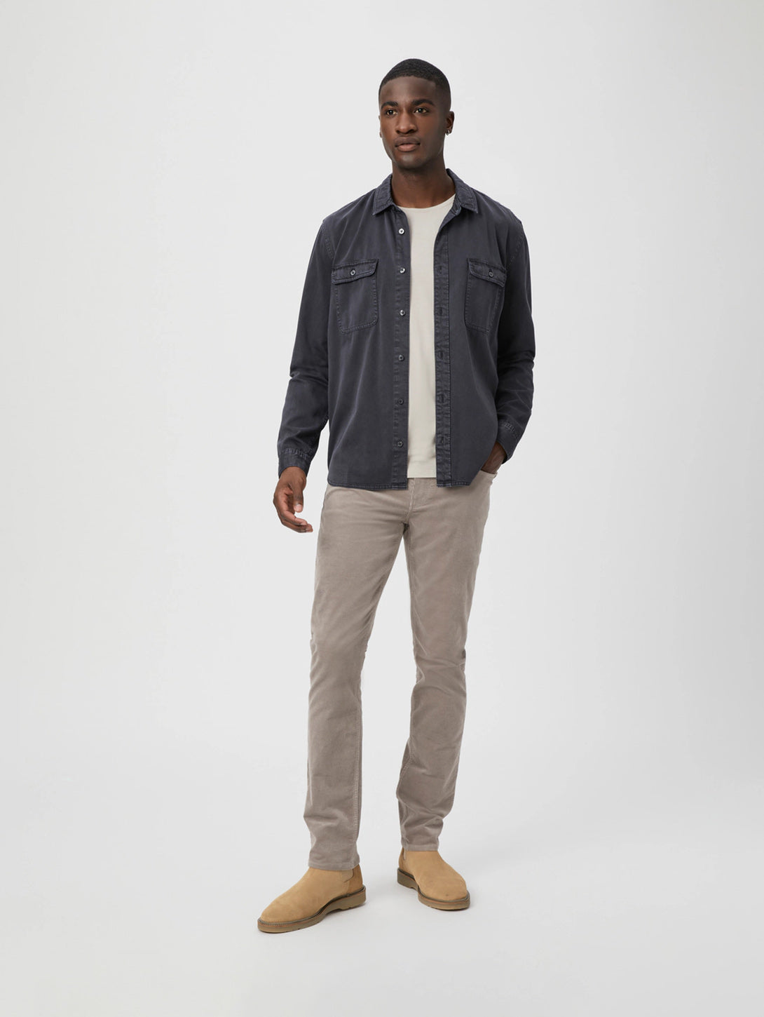 PAIGE | Lennox Corduroy Pant - Silver Pearl | Over The