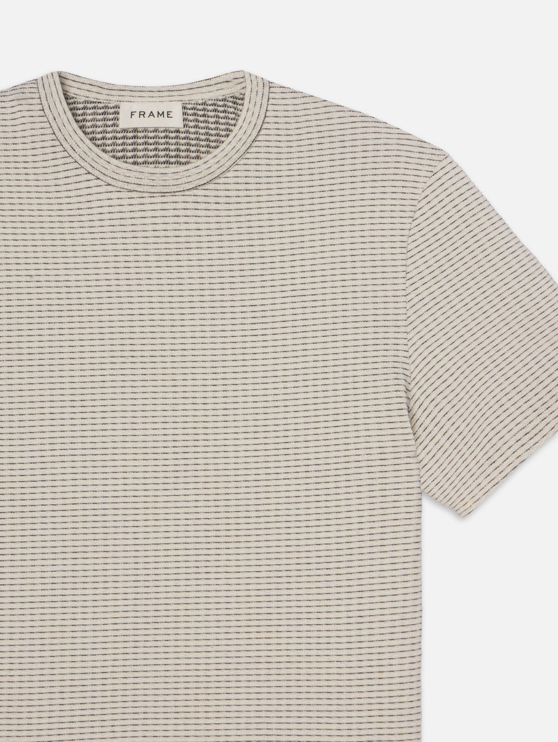 Jacquard Stripe Tee - White/Navy