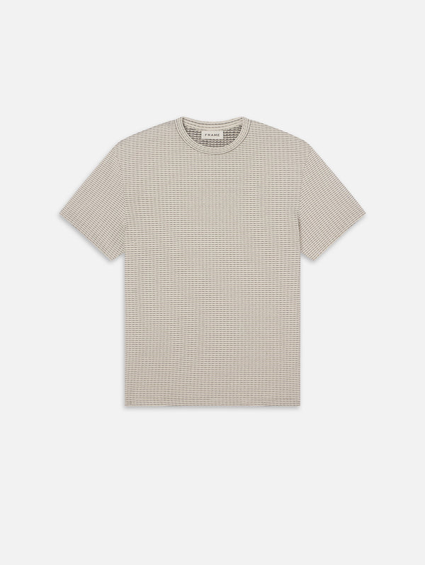 Jacquard Stripe Tee - White/Navy