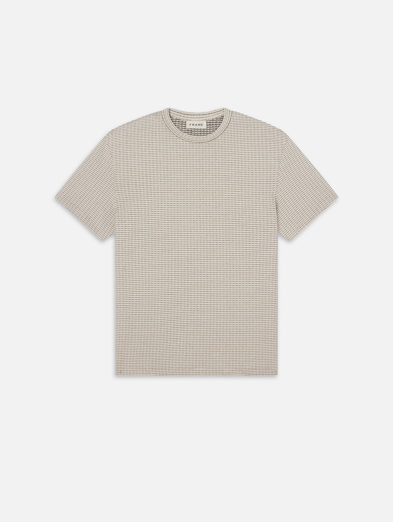 Jacquard Stripe Tee - White/Navy