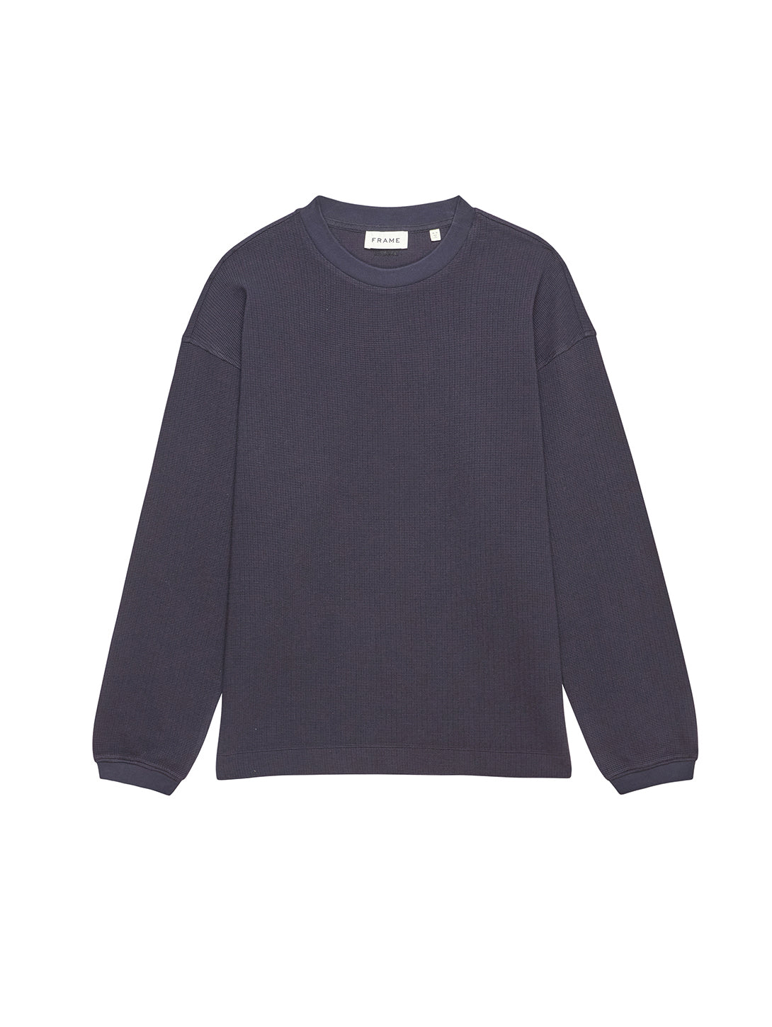 FRAME | Long Sleeve Waffle Textured Tee - Dark Navy | Over the