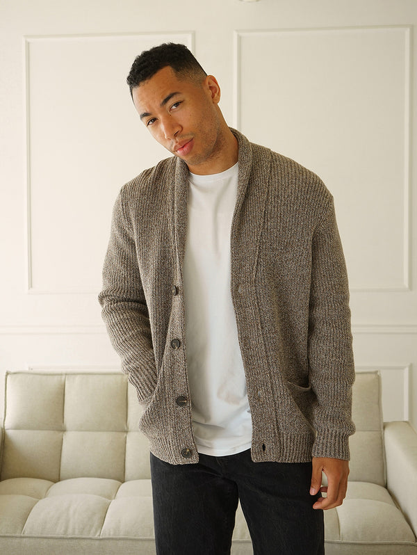 Vancouver Shawl Cardigan - Beige Mélange-Benson-Over the Rainbow