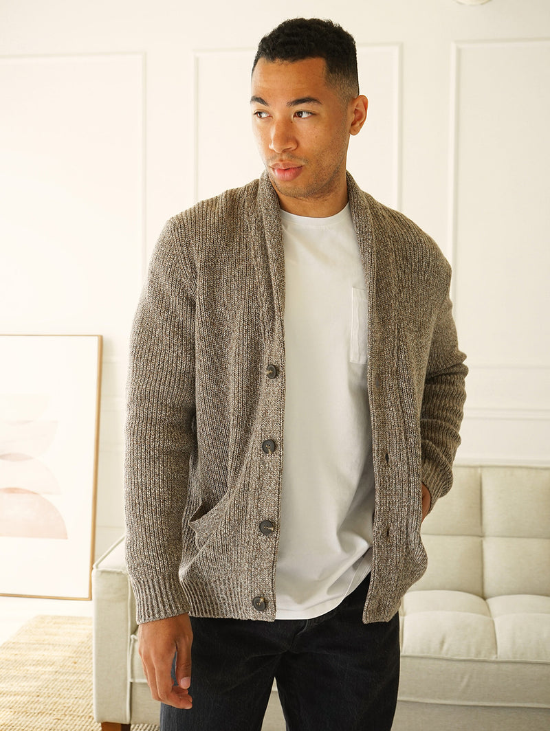 Vancouver Shawl Cardigan - Beige Mélange-Benson-Over the Rainbow