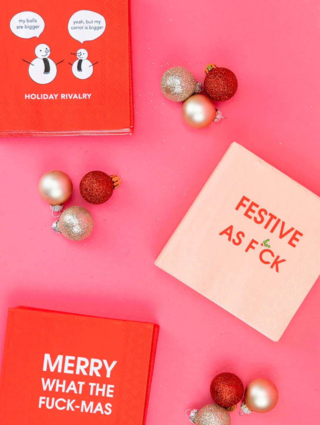 Merry What The Fuck-Mas Cocktail Napkin-CHEZ GAGNE LETTERPRESS-Over the Rainbow