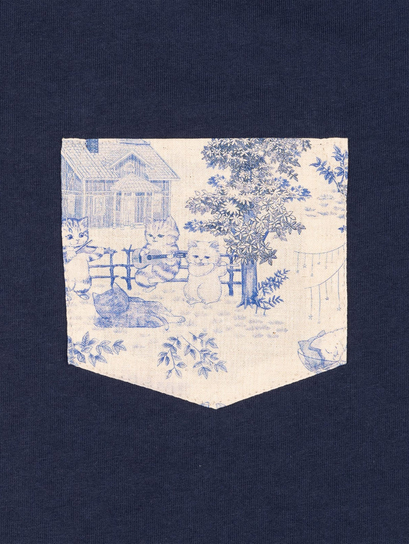 Pocket Tee Linen Cats – Navy