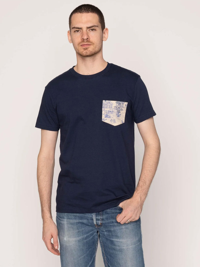 Pocket Tee Linen Cats – Navy