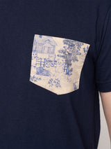 Pocket Tee Linen Cats – Navy
