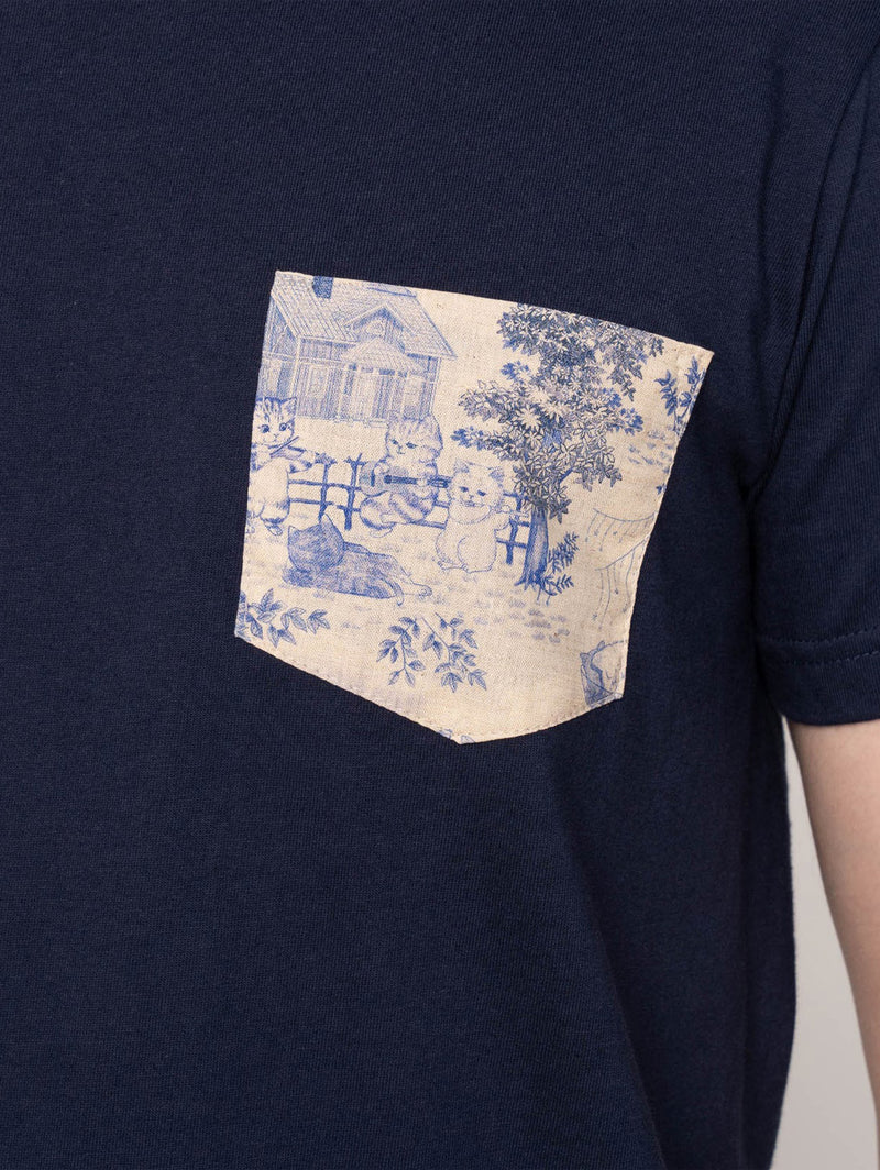 Pocket Tee Linen Cats – Navy