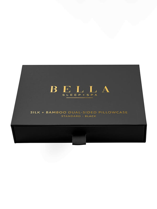 Dual-Sided Silk and Bamboo Pillowcase - Black-BELLA-Over the Rainbow