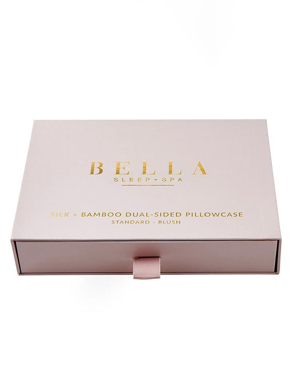 Dual-Sided Silk and Bamboo Pillowcase - Blush-BELLA-Over the Rainbow