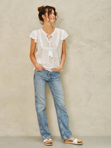 Navi Embroidered Top - White